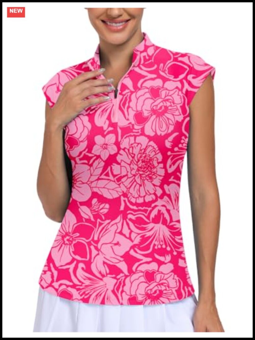 Women's Athletic Polo Golf Shirt UPF 50+ Quarter Zip Moisture Wicking Dry Fit